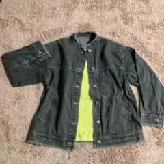 Aletta vitaフリンジバンドカラーデニムジャケット FREEサイズ