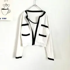 アンサンブルカーディガン　ニット　ストレッチ◎ 長袖　ショート丈　上品