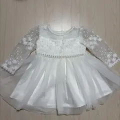 ホワイトドレス 80-85cm長袖 レース装飾
