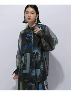 HARE ハレ フォトコラージュシアーシャツ ブラック レディースのサムネイル