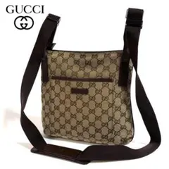 【美品】GUCCI キャンバス レザー サコッシュ GGスプリーム イタリア製