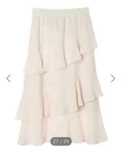 アシメラッフル ティアードスカート 白
