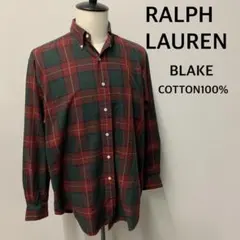 POLOラルフローレンポロ　BD長袖シャツ赤チェック　メンズM　コットン100％