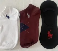 ポロラルフローレンのレディース用アンクルソックス3足セット24〜26cm,新品