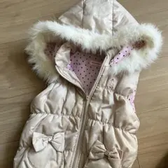 ミキハウス☆フード付きベージュダウンベスト