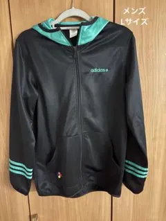adidas NEO フード付きジャケット L ブラック/ターコイズ