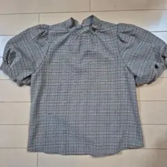 INGNI チェック柄 パフスリーブシャツ リボン付き