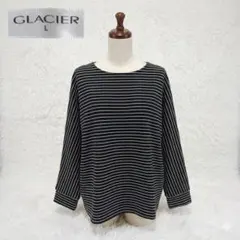 GLACIER グレイシア ボーダー柄 長袖トップス ブラック×ホワイト L