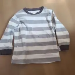 キッズ ボーダー柄 フリース トレーナー グレー ホワイト