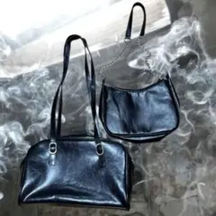 ブラック レザー ショルダーバッグ 2個セット