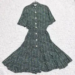 【希少】vintage LANVIN シャツワンピース　ロング　シルク　総柄のサムネイル