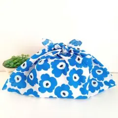 あずま袋◆手拭い◆エコバック◆コンビニバック◆ハンドメイド【北欧花柄・青】