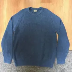 古着 L.L.Bean コットンニット 無地 ブルー L