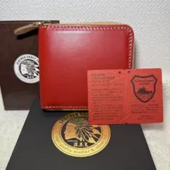 最高峰 栃木レザー イタリアンレザー 二つ折り財布 レッド