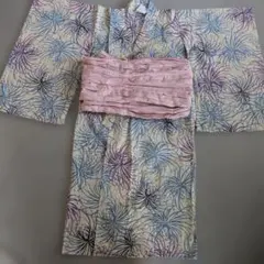 子供 キッズ 浴衣 120cm ピンク帯 セット
