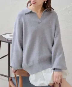 CHICO 襟付きポロニット グレー