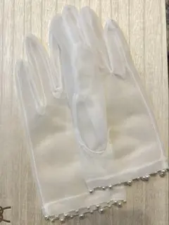 ホワイト パール付き ウェディンググローブ