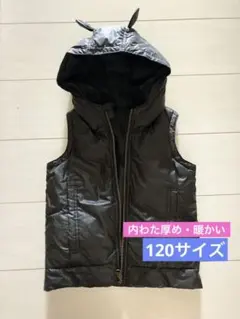 120 フード付き ダウンベスト 黒