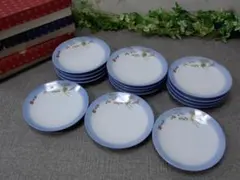 8FF3326 未使用 有田焼 忍窯　鶴・松　金彩中皿15枚セット 16ｃｍ