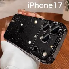 iPhone17 ソフトケース ラメ カメラレンズ保護 黒