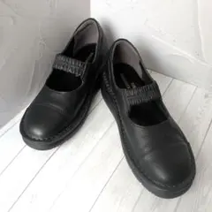 黒 レザー　コンフォートシューズ　23.5