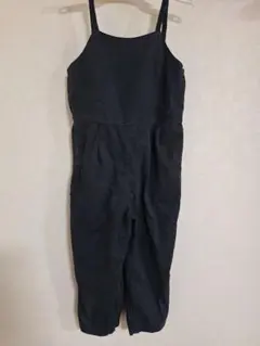 キッズ　ガールズ　GU　ブラックオーバーオール 　110cm　無地