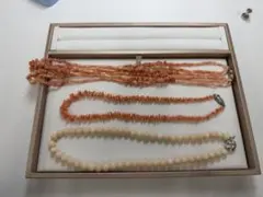 ド*ル様 天然サンゴ ネックレス 3本セット SILVER金具 珊瑚3点まとめ売