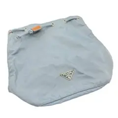 美品 PRADA プラダ ナイロン 水色 巾着ポーチ A1356A2