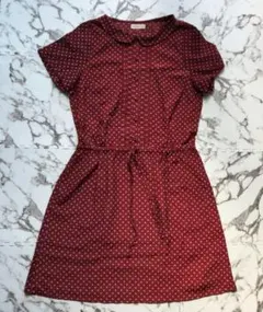 earthmusic＆ecology ドット柄 赤 ミニワンピース 半袖