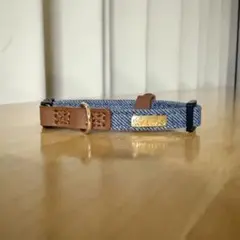 デニム ブルー 調整可能 犬用首輪