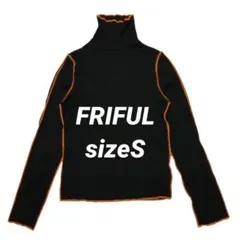 FRIFUL SHEIN タートルネック メロウフリル ブラック オレンジ S