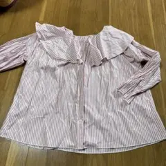 ピンクと白のストライプシャツ Lサイズ