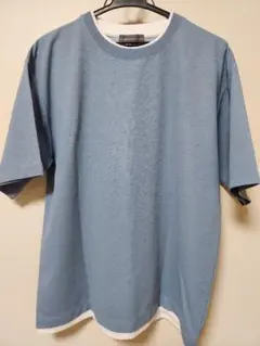 青色 クルーネック Tシャツ 半袖