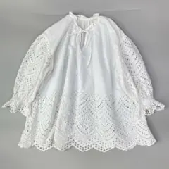 NANO universe刺繍ホワイトブラウスコットンシャツ