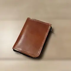 売り切り価格☆昭南レザー(ブラウン)☆ハンドメイド☆コンパクトウォレット·L字