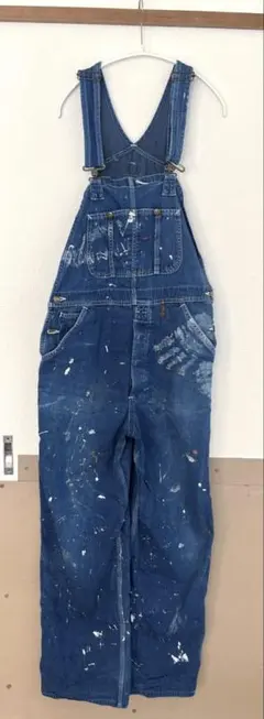 Carhartt デニムオーバーオールvintageペンキ加工34x34
