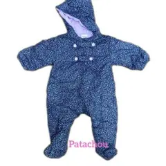 Patachou 花柄ロンパース 60cm ネイビー
