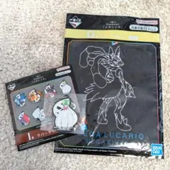 ポケモン 1番くじ メガサーナイト ラバーチャーム メガルカリオ ハンドタオル