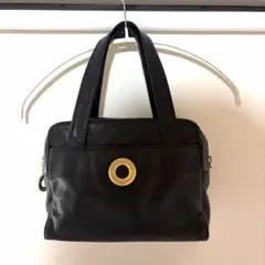 美品■セリーヌ 2way ハンドバッグ サークルロゴ ゴールド金具 ブラック