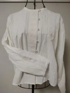 【TSUHARU by Samansa Mos2 】 リネン混レース刺繍ブラウス