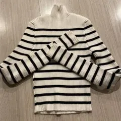 SHEIN ボーダー ハイネック リブニット 長袖 Sのサムネイル