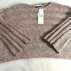 未使用タグ付き　カリテ ショートワイドリブニット （オレンジ）　春ニット　綿混