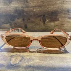 スリム　フォックス　スクエアサングラス　クリア　ブラウン　ヴィンテージ　スタイル