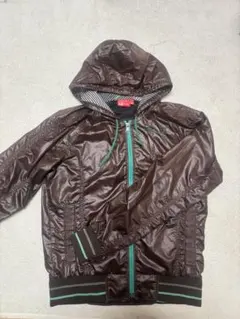ブラウン ナイロンジャケット フード付き