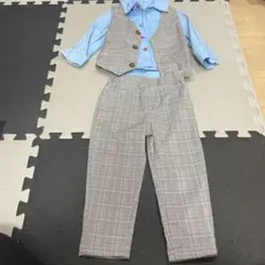 フォーマルスーツ 90cm チェック柄 ベスト付き