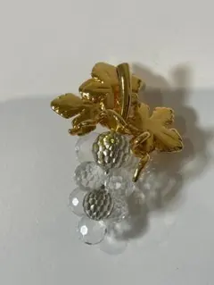 【中古】スワロフスキー ブローチ ぶどう グレープ クリスタル アクセサリー