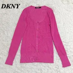 【美品】 DKNY 薄手カーディガン サイズP ビビッドピンクのサムネイル