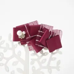 【394】柄シフォン×リボンバレッタ ボルドー