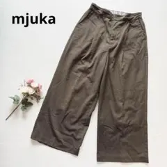 ミューカ オリーブ色 ワイドパンツ ゴムウエスト シンプル カジュアル