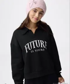 ヘビーウェイトスウェットポロシャツ　黒　GU